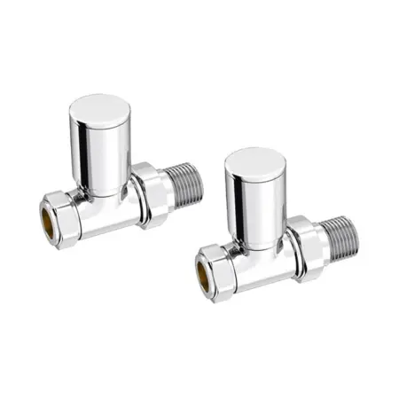 Round STRAIGHT Radiator Valves Chrome